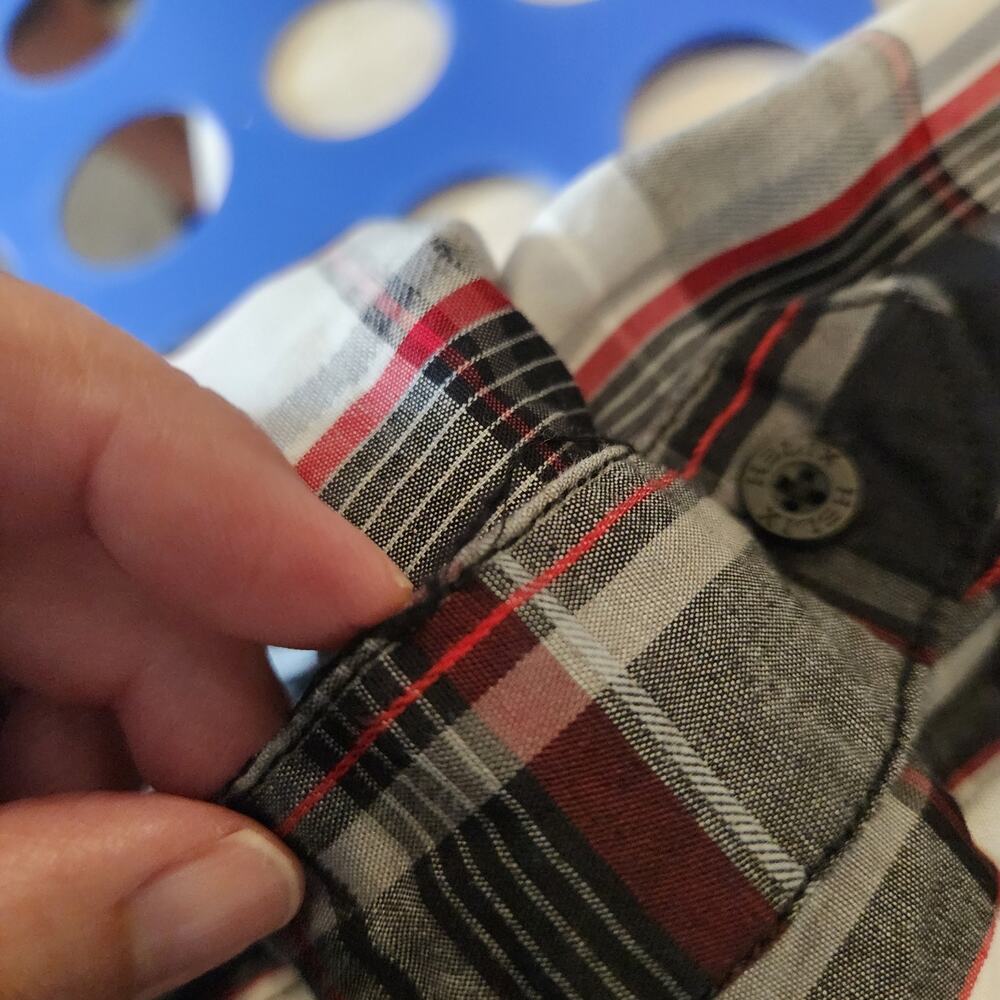 HELIX Athletic Fit Black Grey‎ Red Plaid Streetwear Cowboy Western Mens Medium M - Picture 7 of 12
